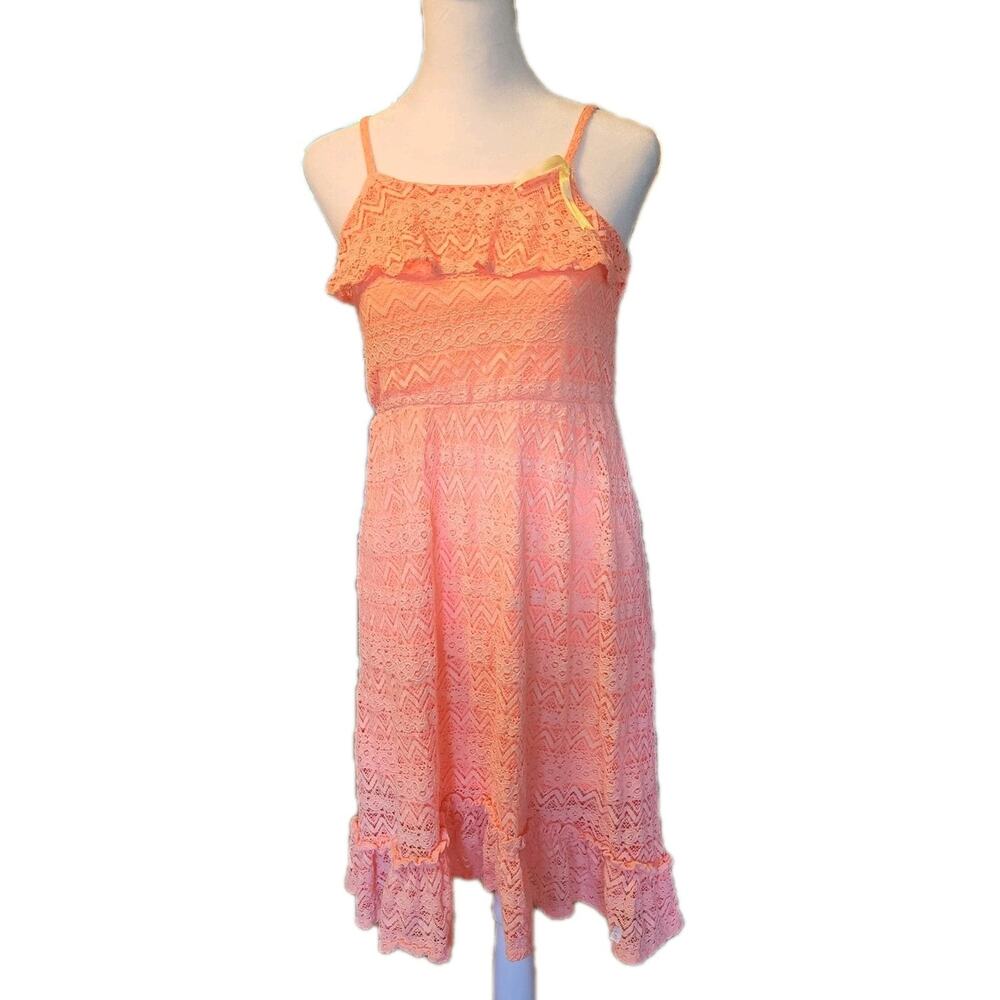Children's Place Coral Lace Overlay Ruffle Spaghetti Strap Sundress Size L